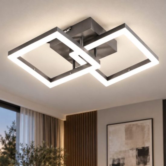 Fabas plafoniera moderna bard antracite led 21w 3000k dimmerabile