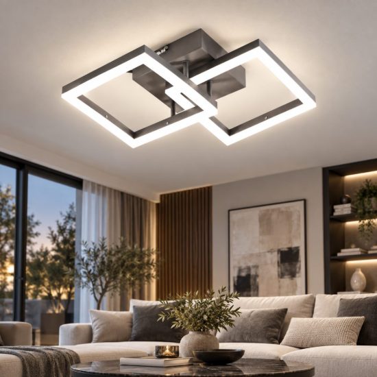 Fabas plafoniera moderna bard antracite led 21w 3000k dimmerabile