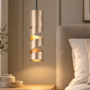 Lampada a sospensione per comodino stanza da letto cilindro caffè