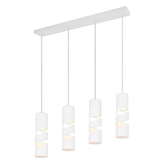 Lampadario led 4,9w 3000k 4 luci a sospensione cilindrico bianco satinato