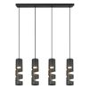 Lampadario moderno 4 luci cilindri neri per tavolo da pranzo