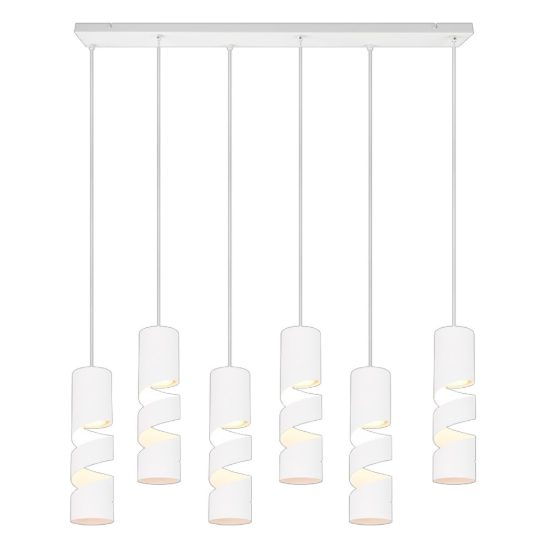Lampadario a sospensione per isola cucina 6 luci bianco satinato