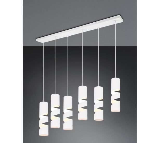 Lampadario a sospensione per isola cucina 6 luci bianco satinato