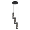 Lampadario per tavolo da pranzo led 4,9w 3000k 3 luci cilindrico nero opaco