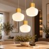 Fabas luce kino lampadario moderno tre luci vetro bianco led 36w 3000k dimmerabile