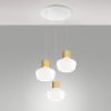 Fabas luce kino lampadario moderno tre luci vetro bianco led 36w 3000k dimmerabile