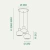 Fabas luce kino lampadario moderno tre luci vetro bianco led 36w 3000k dimmerabile