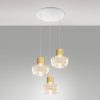 Fabas kino lampadario moderno a sospensione 3 luci vetro cognac led 36w 3000k dimmerabile