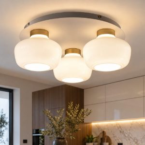 Fabas kino plafoniera led 36w 3000k dimmerabile moderna vetro bianco