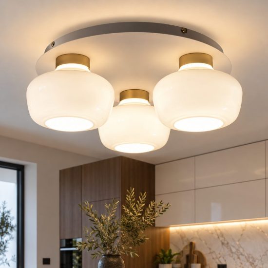 Fabas kino plafoniera led 36w 3000k dimmerabile moderna vetro bianco