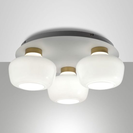 Fabas kino plafoniera led 36w 3000k dimmerabile moderna vetro bianco