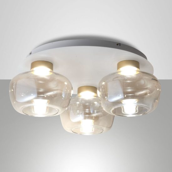 Fabas plafoniera moderna kino vetro cognac led 36w 3000k dimmerabile