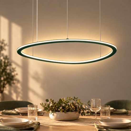 Lampadario a sospensione verde bosco led 48w cct 3000k 6000k dimmerabile con telecomando