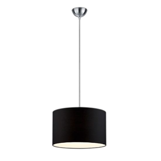 Lampadario per soggiorno paralume tondo tessuto nero