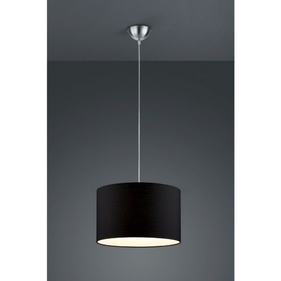 Lampadario per soggiorno paralume tondo tessuto nero