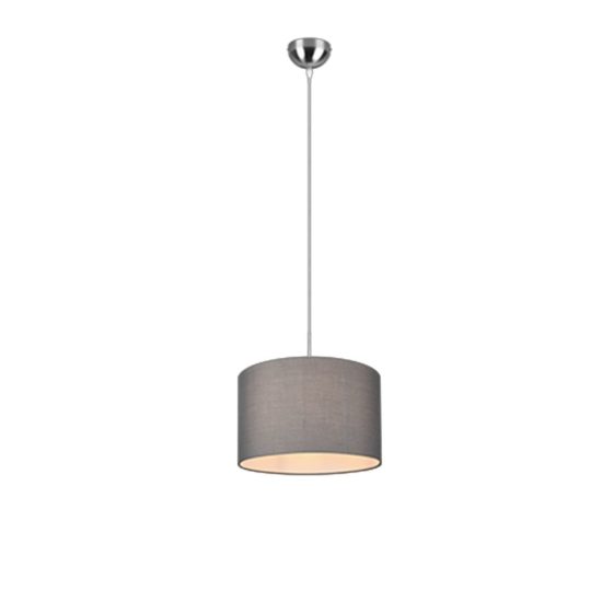 Lampadario paralume in tessuto per soggiorno a sospensione grigio