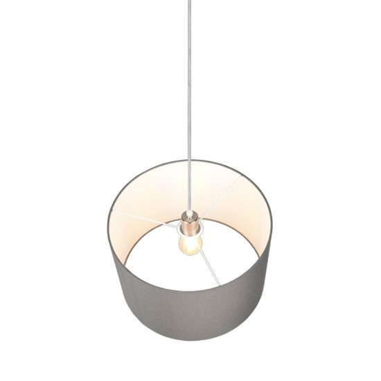 Lampadario paralume in tessuto per soggiorno a sospensione grigio