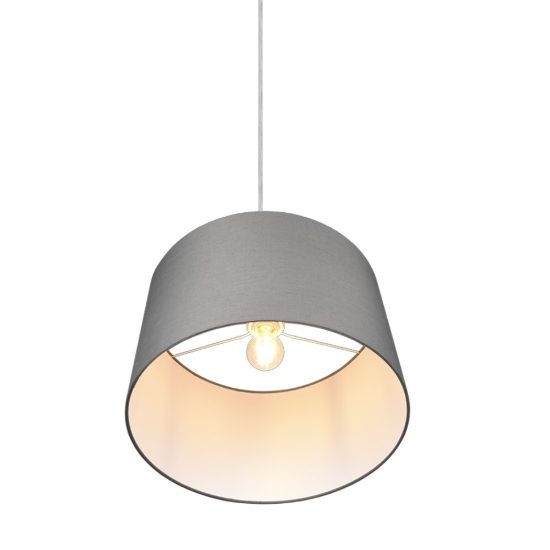 Lampadario paralume in tessuto per soggiorno a sospensione grigio
