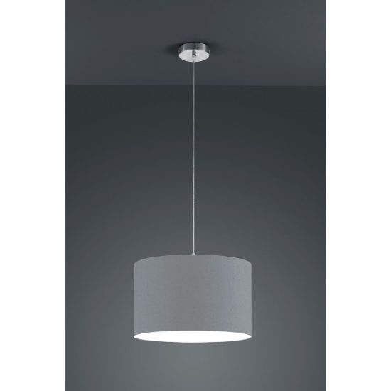Lampadario paralume in tessuto per soggiorno a sospensione grigio