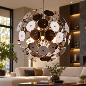 Lampadario design moderno sferico nero opaco