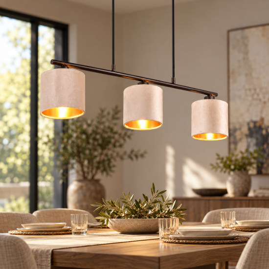 Lampadario led 4w 2700k 3 luci a sospensione beige
