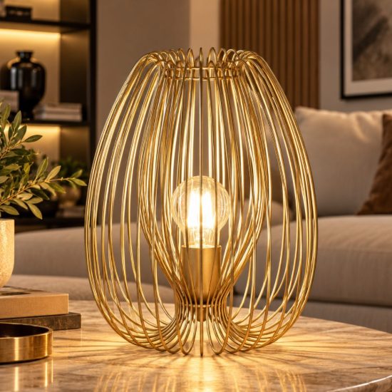 Fabas luce camp lampada da tavolo industrial oro opaco