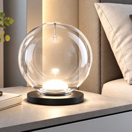 Fabas luce ariel lampada per camera da letto da tavolo trasparente led 7w cct 2700k 3000k 4000k