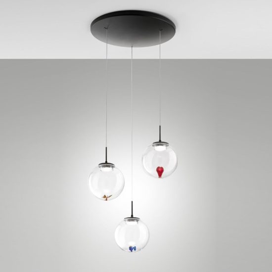 Fabas luce ariel lampadario moderno tre luci led 21w cct 2700k 3000k 4000k dimmerabile