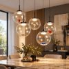 Fabas luce ariel lampadario moderno 5 sfere vetro led 35w cct 2700k 3000k 4000k  dimmerabile