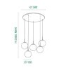 Fabas luce ariel lampadario moderno 5 sfere vetro led 35w cct 2700k 3000k 4000k  dimmerabile