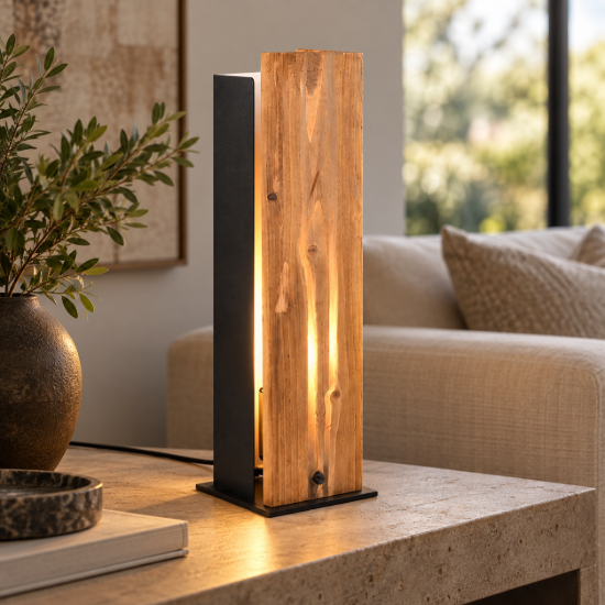 Lampada da tavolo nero legno per soggiorno