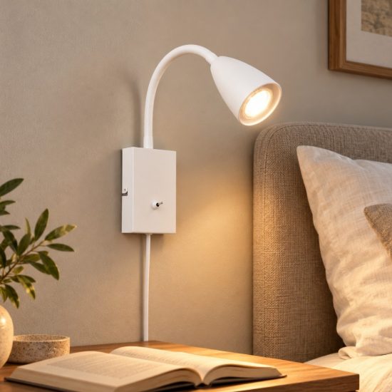 Applique comodino camera da letto bianco led 3000k orientabile