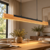 Lampadario per tavolo da pranzo led 25w 3000k dimmerabile nero opaco legno