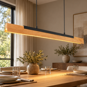 Lampadario per tavolo da pranzo led 25w 3000k dimmerabile nero opaco legno