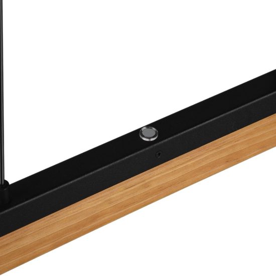 Lampadario per tavolo da pranzo led 25w 3000k dimmerabile nero opaco legno