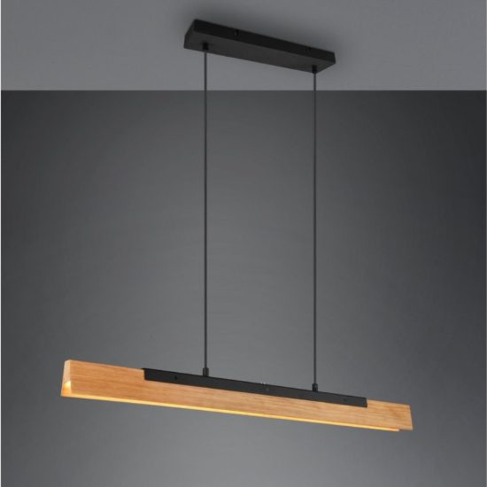 Lampadario per tavolo da pranzo led 25w 3000k dimmerabile nero opaco legno