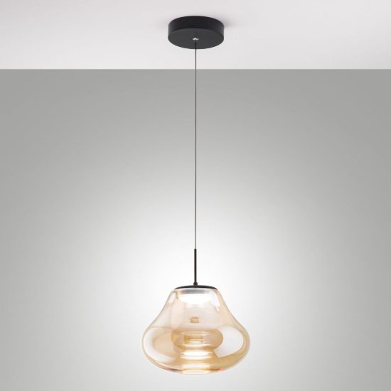 Fabas deva lampada a sospensione vetro ambra led 14w cct 2700k 3000k 4000k dimmerabile