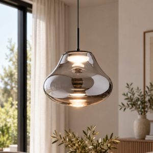 Fabas lampada a sospensione deva vetro fumé  led 14w cct 2700k 3000k 4000k dimmerabile