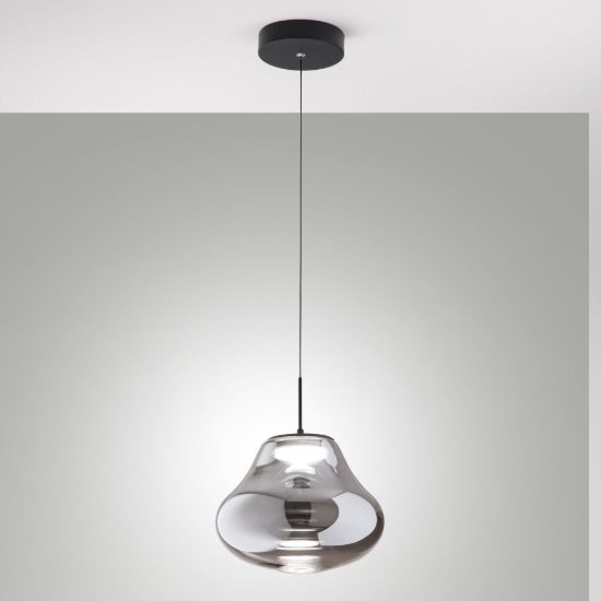 Fabas lampada a sospensione deva vetro fumé  led 14w cct 2700k 3000k 4000k dimmerabile