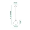 Fabas lampada a sospensione deva vetro fumé  led 14w cct 2700k 3000k 4000k dimmerabile