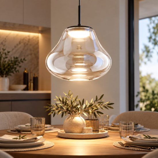Fabas deva lampada a sospensione trasparente led 14w cct 2700k 4000k dimmerabile