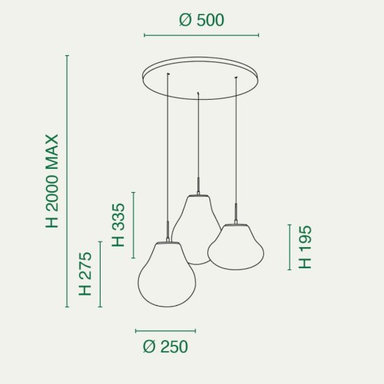 Fabas  deva lampadario da cucina tre luci vetro ambra led 42w cct 2700k 3000k 4000k dimmerabile