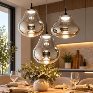 Fabas lampadario da cucina deva vetro fumè led 42w cct 2700k 3000k 4000k dimmerabile