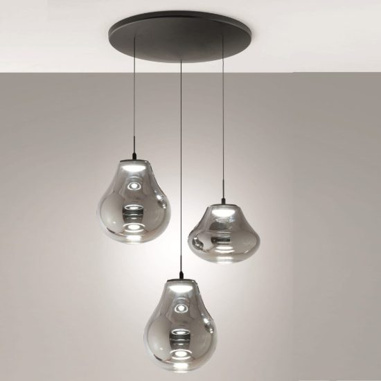 Fabas lampadario da cucina deva vetro fumè led 42w cct 2700k 3000k 4000k dimmerabile