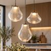 Fabas lampadario diva per cucina moderna tre luci vetro trasparente led 42w cct 2700k 3000k 4000k dimmerabile