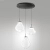 Fabas lampadario diva per cucina moderna tre luci vetro trasparente led 42w cct 2700k 3000k 4000k dimmerabile