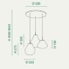 Fabas lampadario diva per cucina moderna tre luci vetro trasparente led 42w cct 2700k 3000k 4000k dimmerabile
