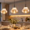 Fabas da cucina tre luci vetro ambra led 42w cct 2700k 3000k 4000k dimmerabile