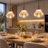 Fabas da cucina tre luci vetro ambra led 42w cct 2700k 3000k 4000k dimmerabile