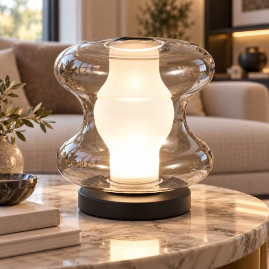 Fabas frua lampada da tavolo vetro grigio chiaro led 7w cct 2700k 3000k 4000k